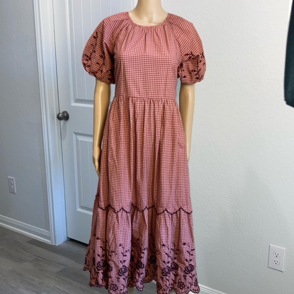 Madewell Embroidered Bubble-Sleeve Midi Dress Size 4 - Picture 3 of 17